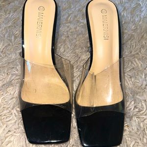 Open Toe Black/Clear Heels I Size: 11(US)
